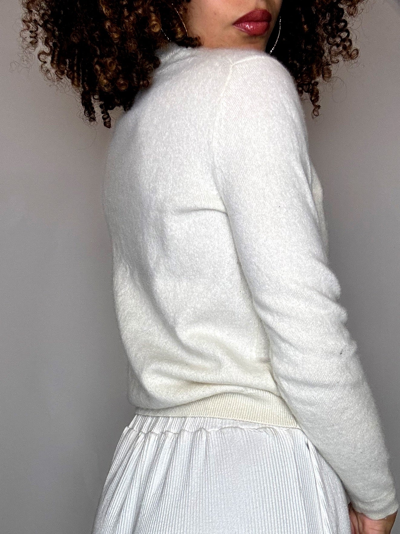 Pull crème en cashmere S vintage