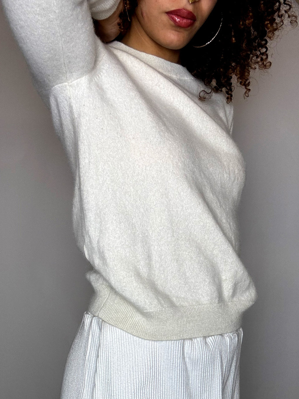 Pull crème en cashmere S vintage