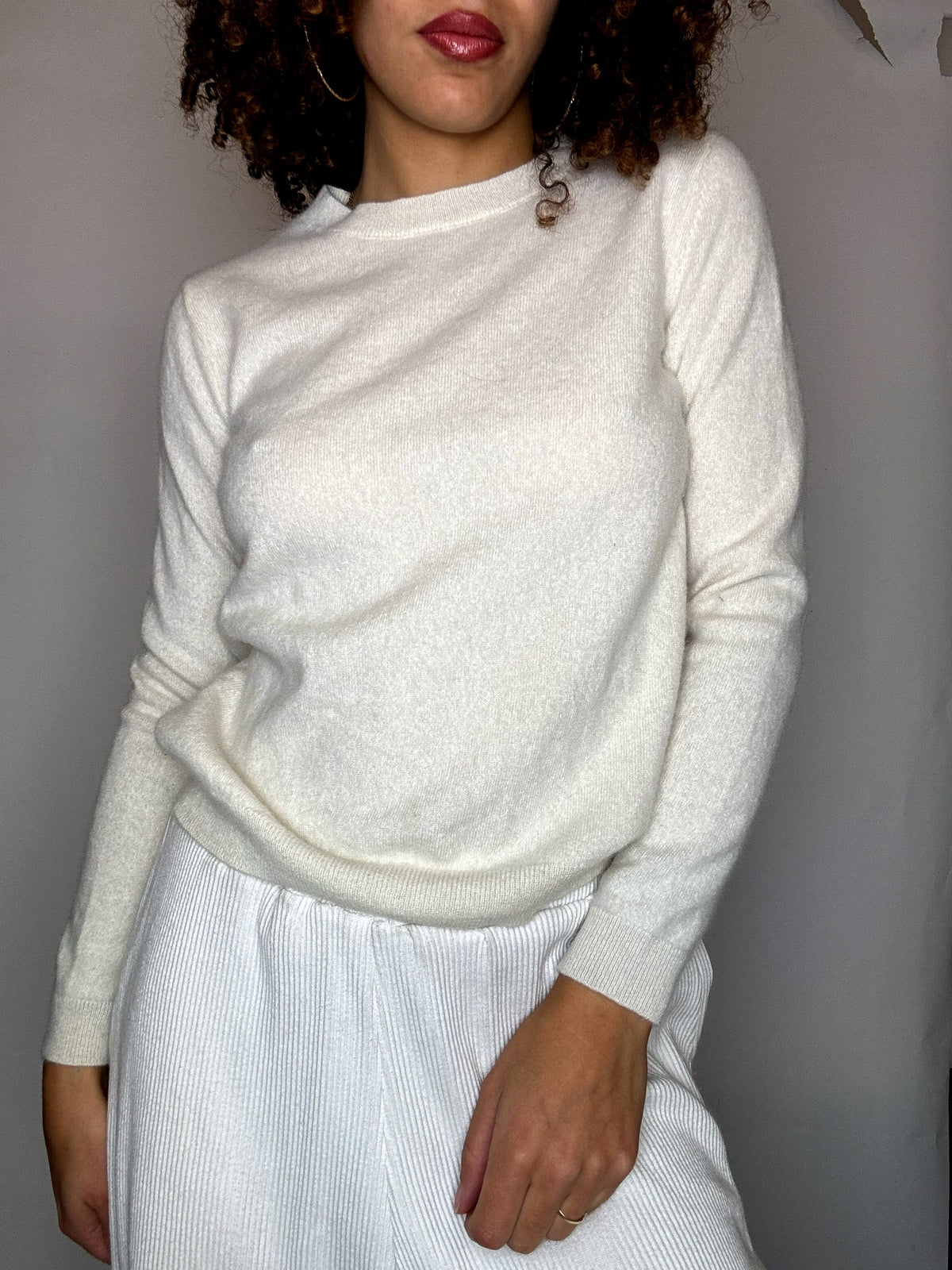 Pull crème en cashmere S vintage