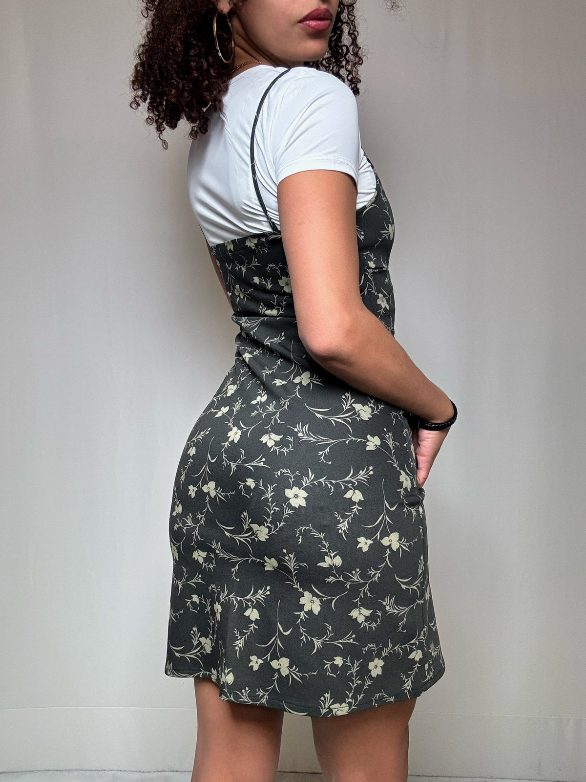 Robe à bretelles kaki S vintage