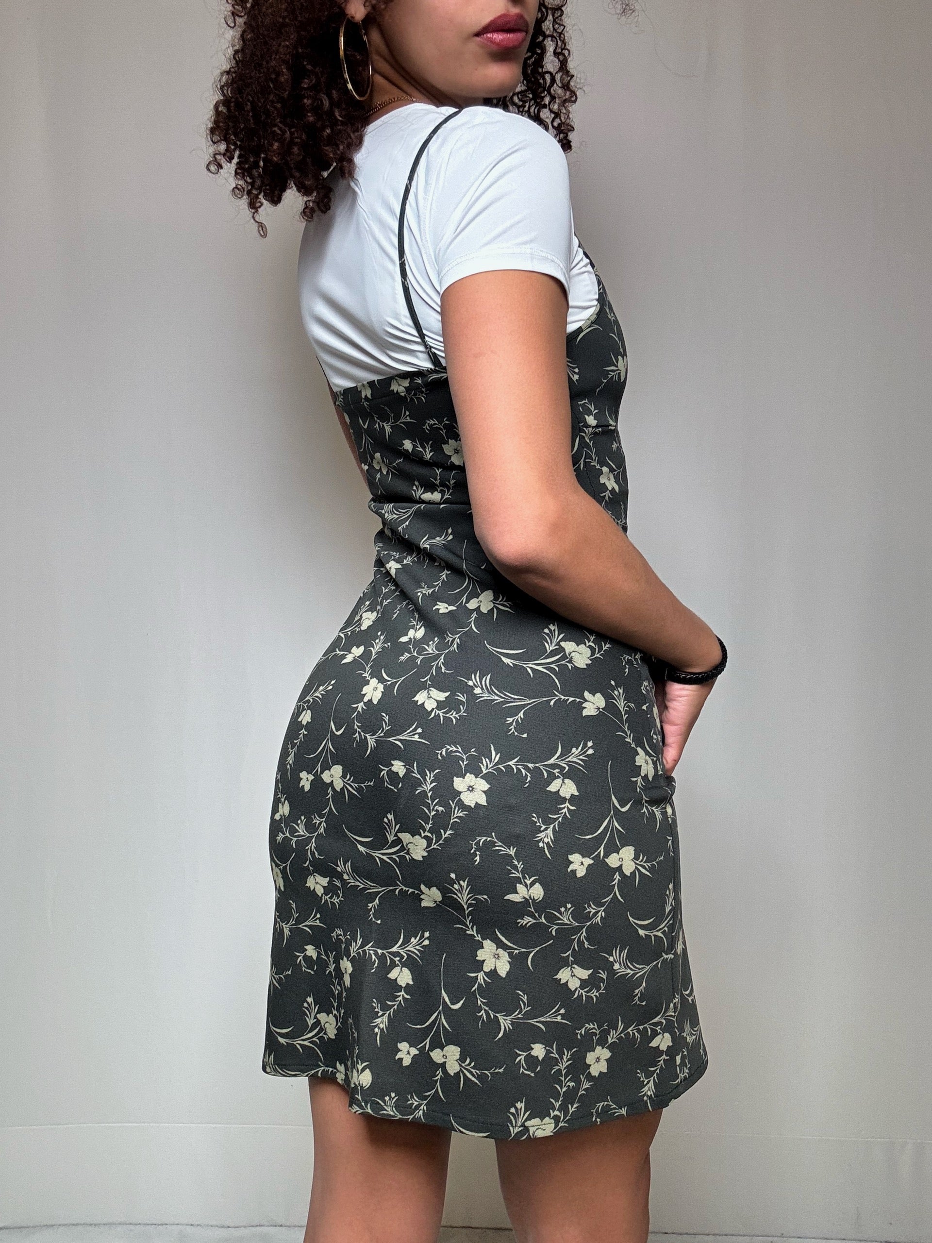 Robe à bretelles kaki S vintage