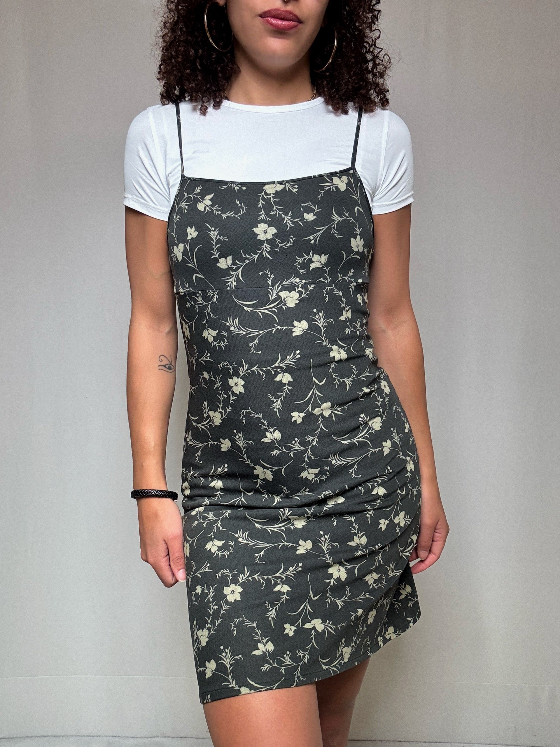 Robe à bretelles kaki S vintage