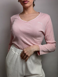 Large pink V-neck sweater TOMMY HILFIGER L vintage