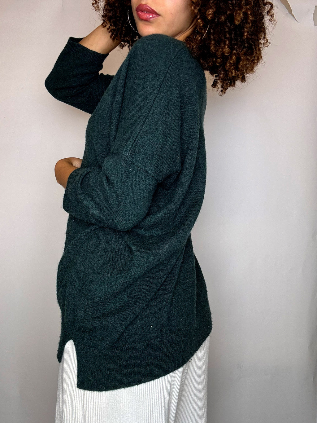 Pull en cashmere vert sapin ERIC BOMPARD M vintage