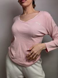 Large pink V-neck sweater TOMMY HILFIGER L vintage