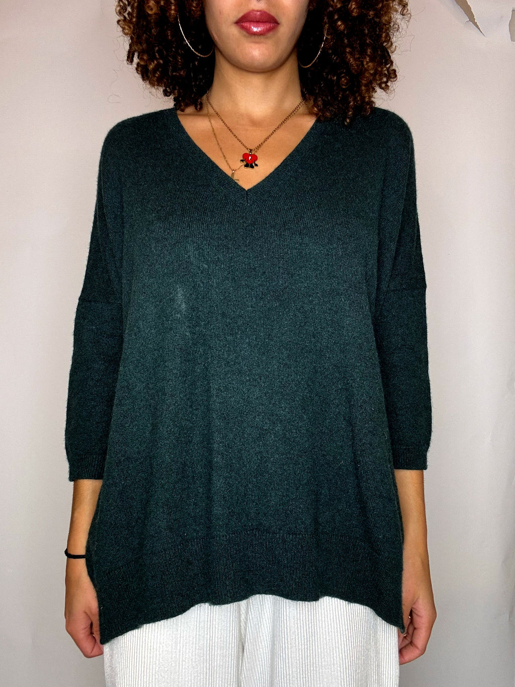 Pull en cashmere vert sapin ERIC BOMPARD M vintage