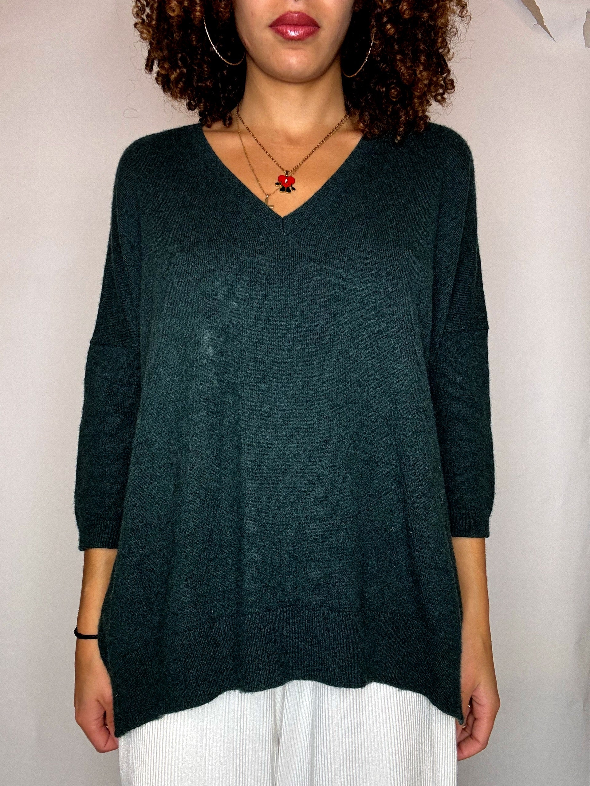 Pull en cashmere vert sapin ERIC BOMPARD M vintage