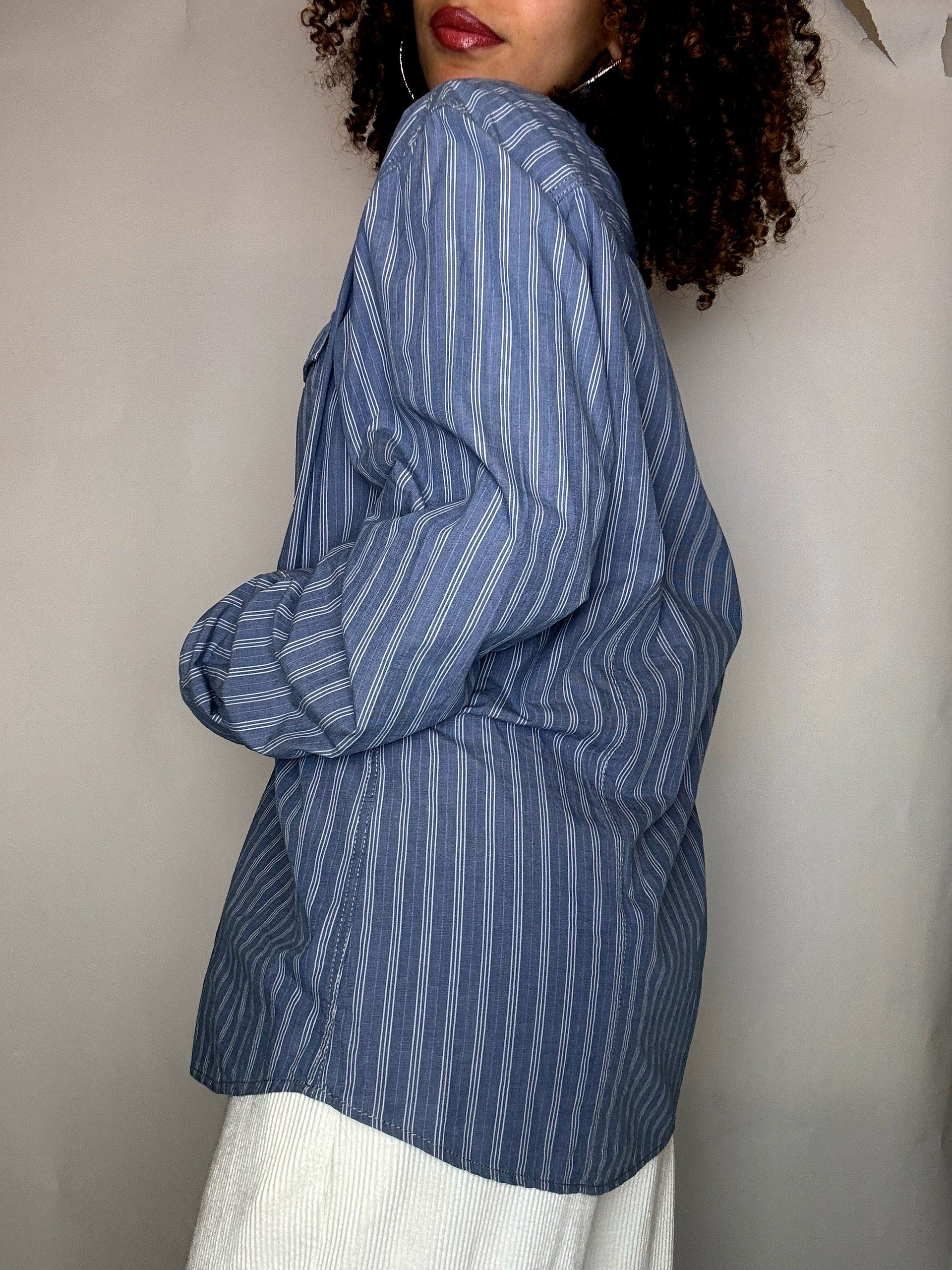 Chemise rayée bleue et blanc L vintage