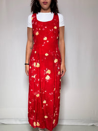 Robe rouge à fleurs longue Yessica L vintage