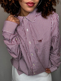 Vintage red and white striped shirt L