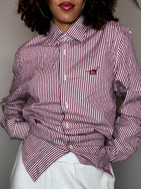 Vintage red and white striped shirt L