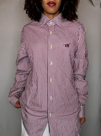 Vintage red and white striped shirt L