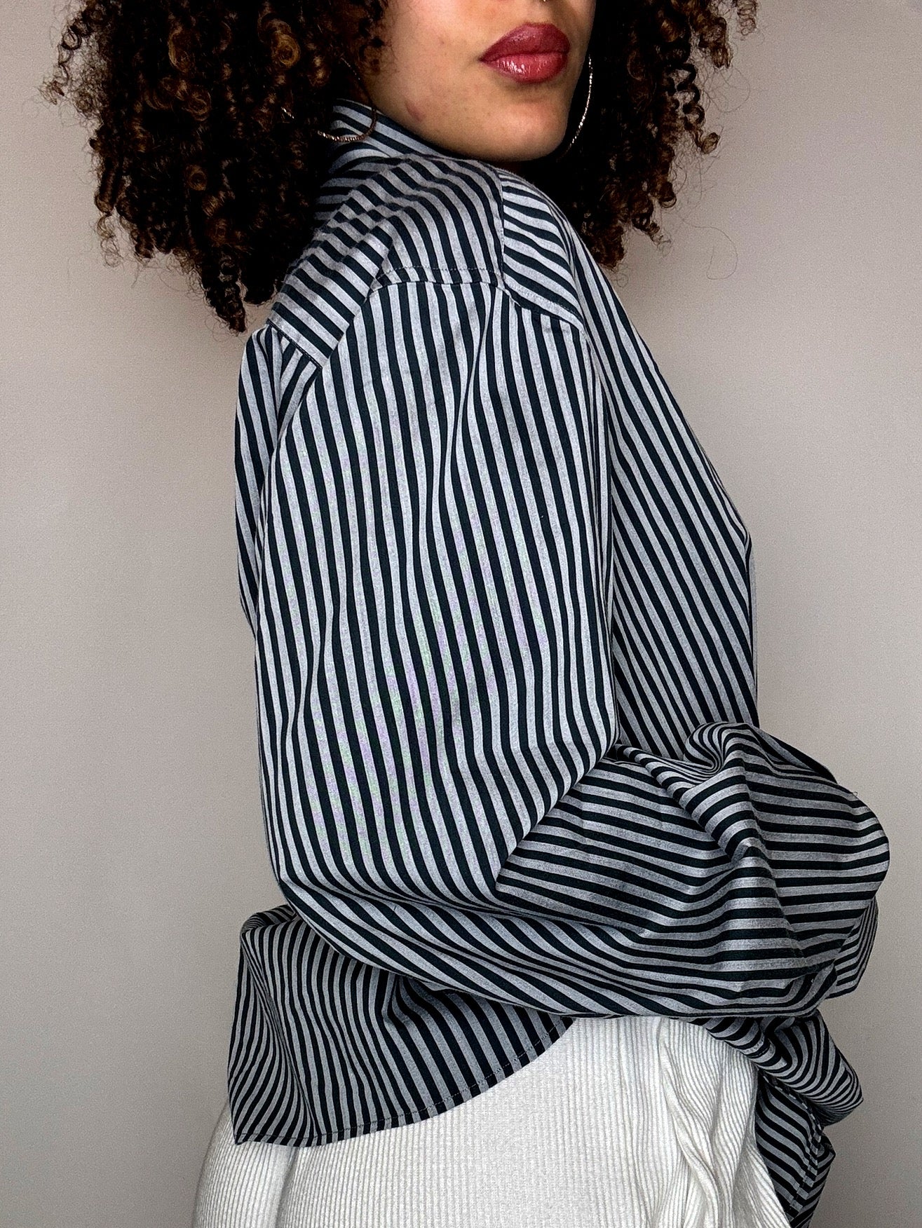 Chemise rayée bleue et gris  XL vintage