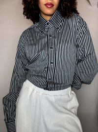 Chemise rayée bleue et gris  XL vintage