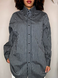 Chemise rayée bleue et gris  XL vintage