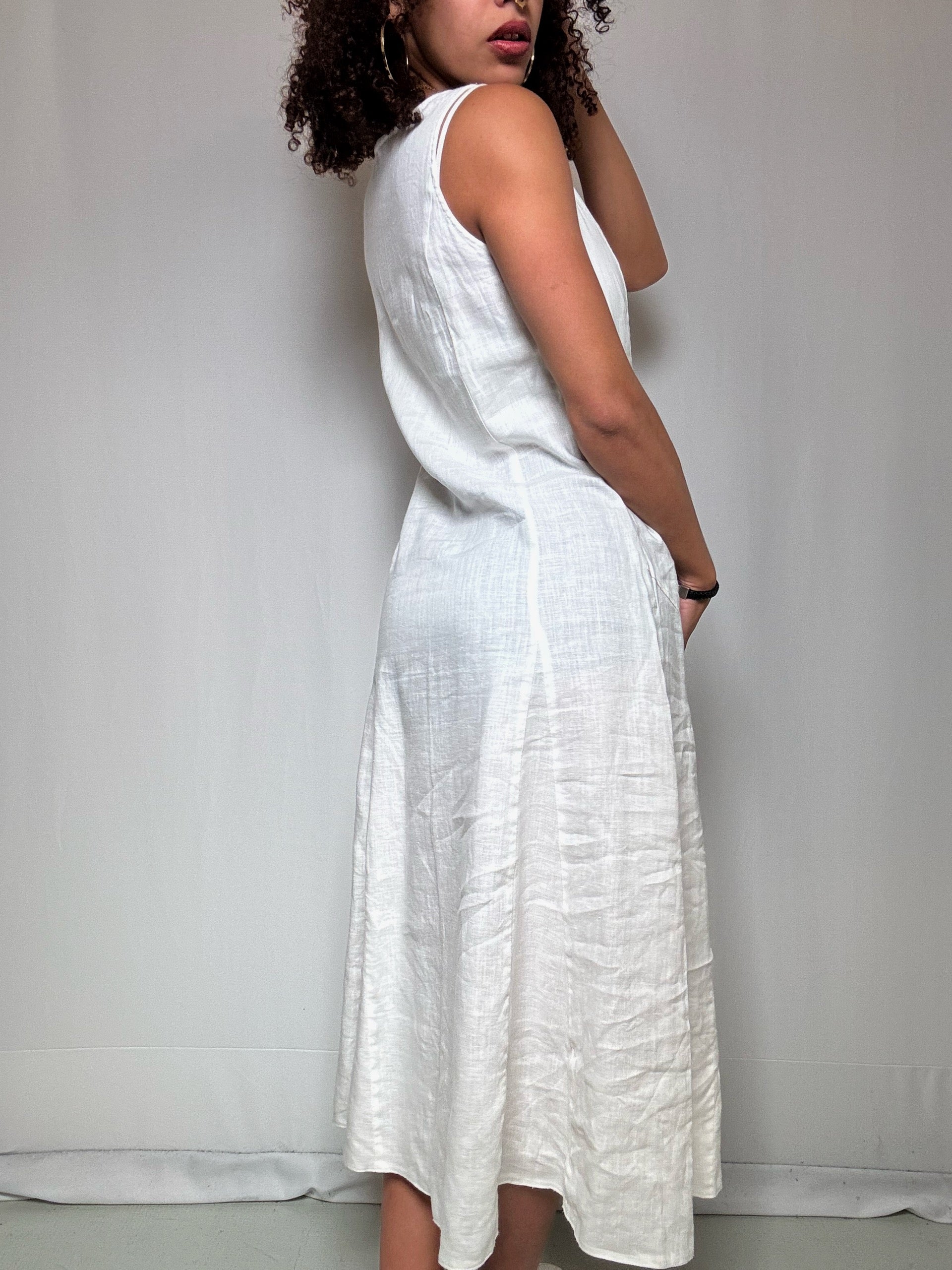 Robe longue blanche en lin S vintage