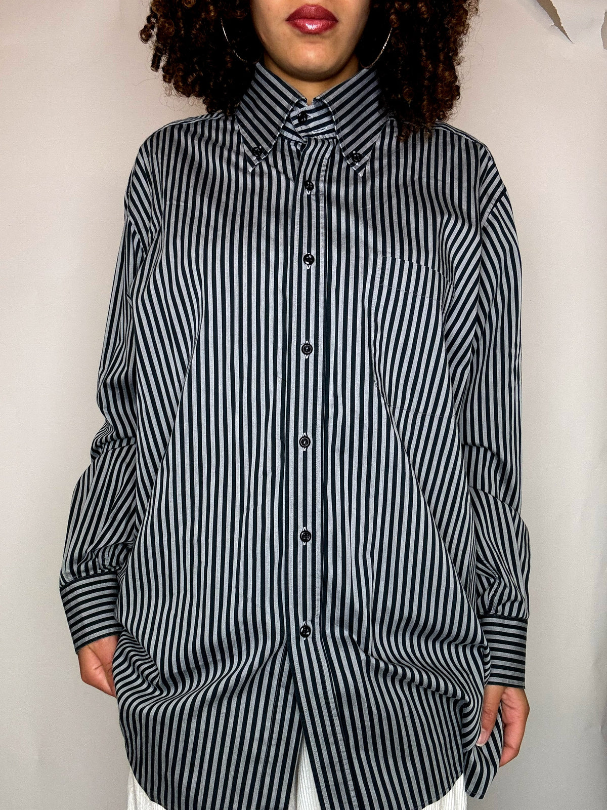 Chemise rayée bleue et gris  XL vintage