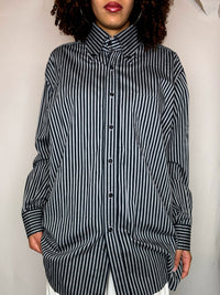 Chemise rayée bleue et gris  XL vintage