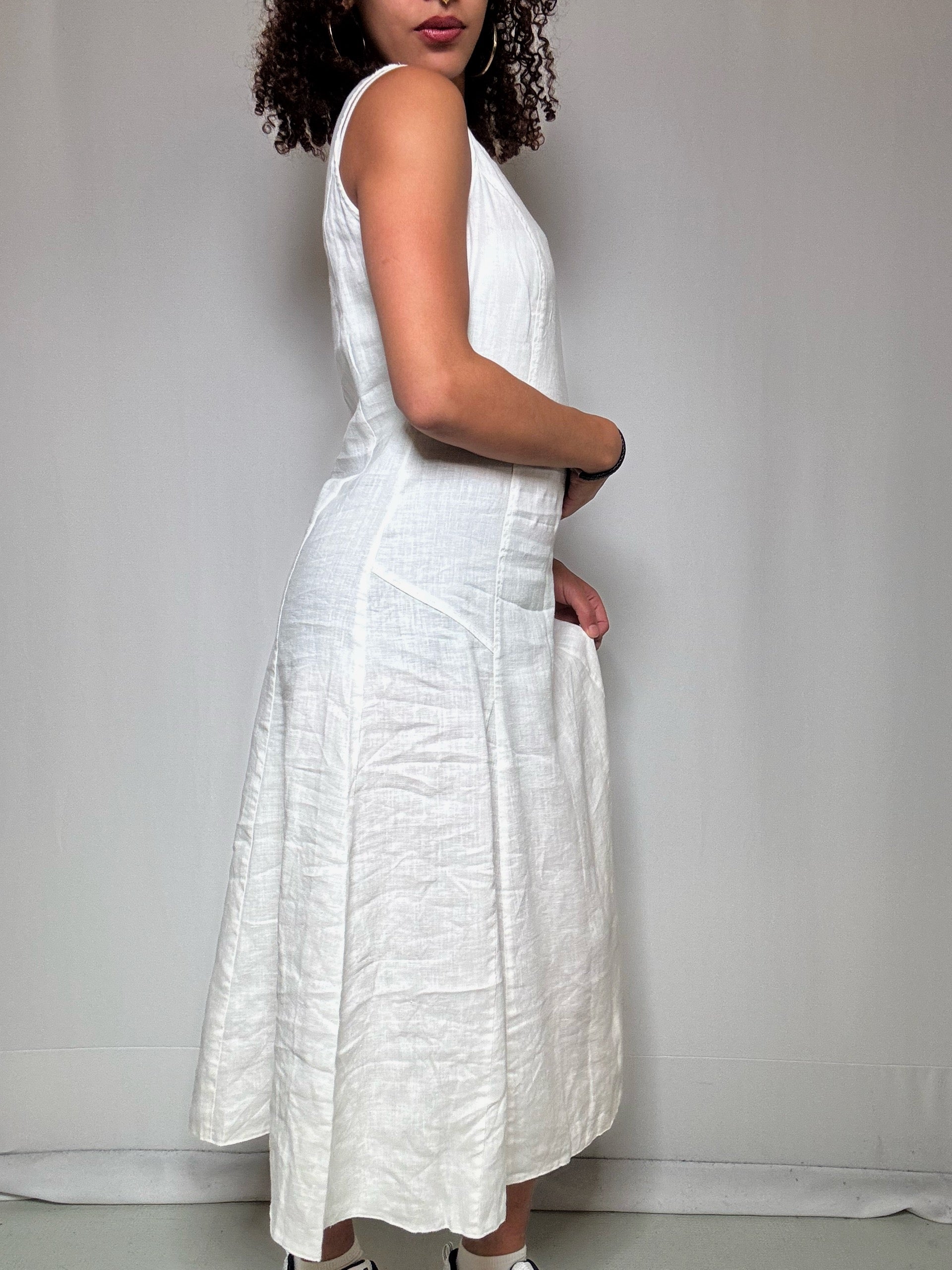 Robe longue blanche en lin S vintage