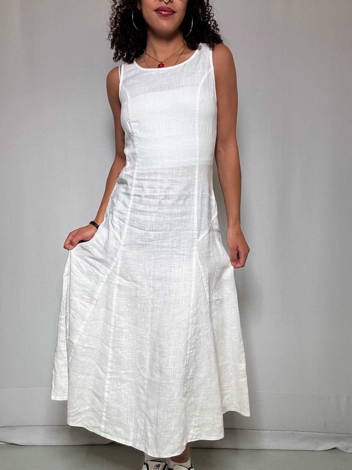 Robe longue blanche en lin S vintage