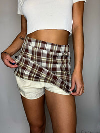 Jupe short à carreaux bruns M vintage
