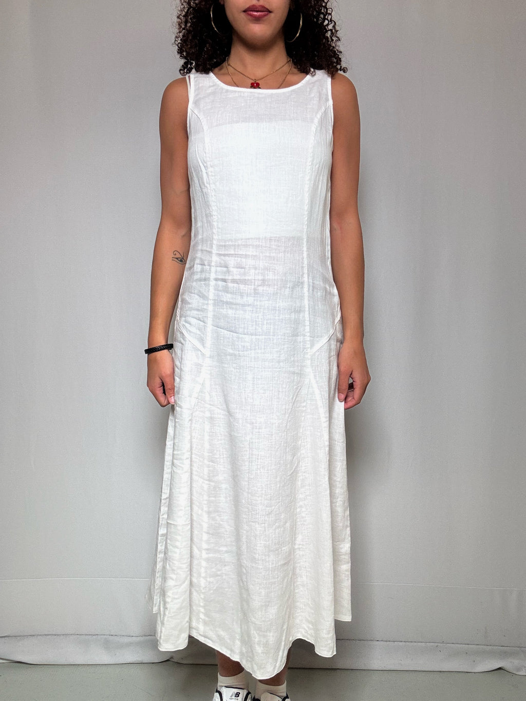Robe longue blanche en lin S vintage