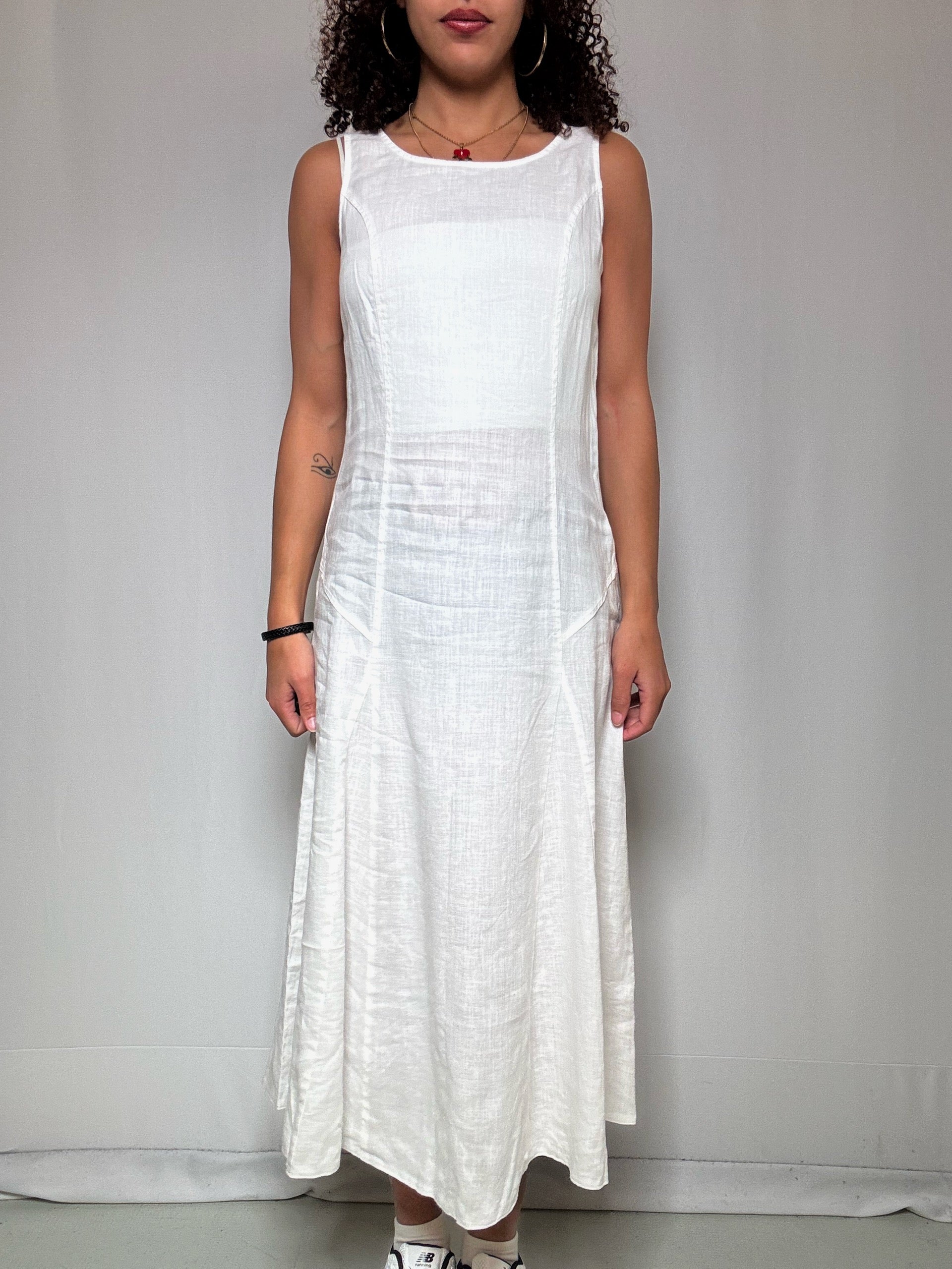 Robe longue blanche en lin S vintage