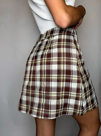 Jupe short à carreaux bruns M vintage