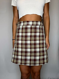 Jupe short à carreaux bruns M vintage