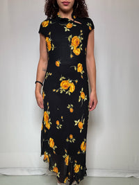 Robe longue à fleurs col qipao S vintage