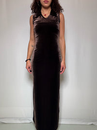 Eng anliegendes braunes Samtkleid S, Vintage