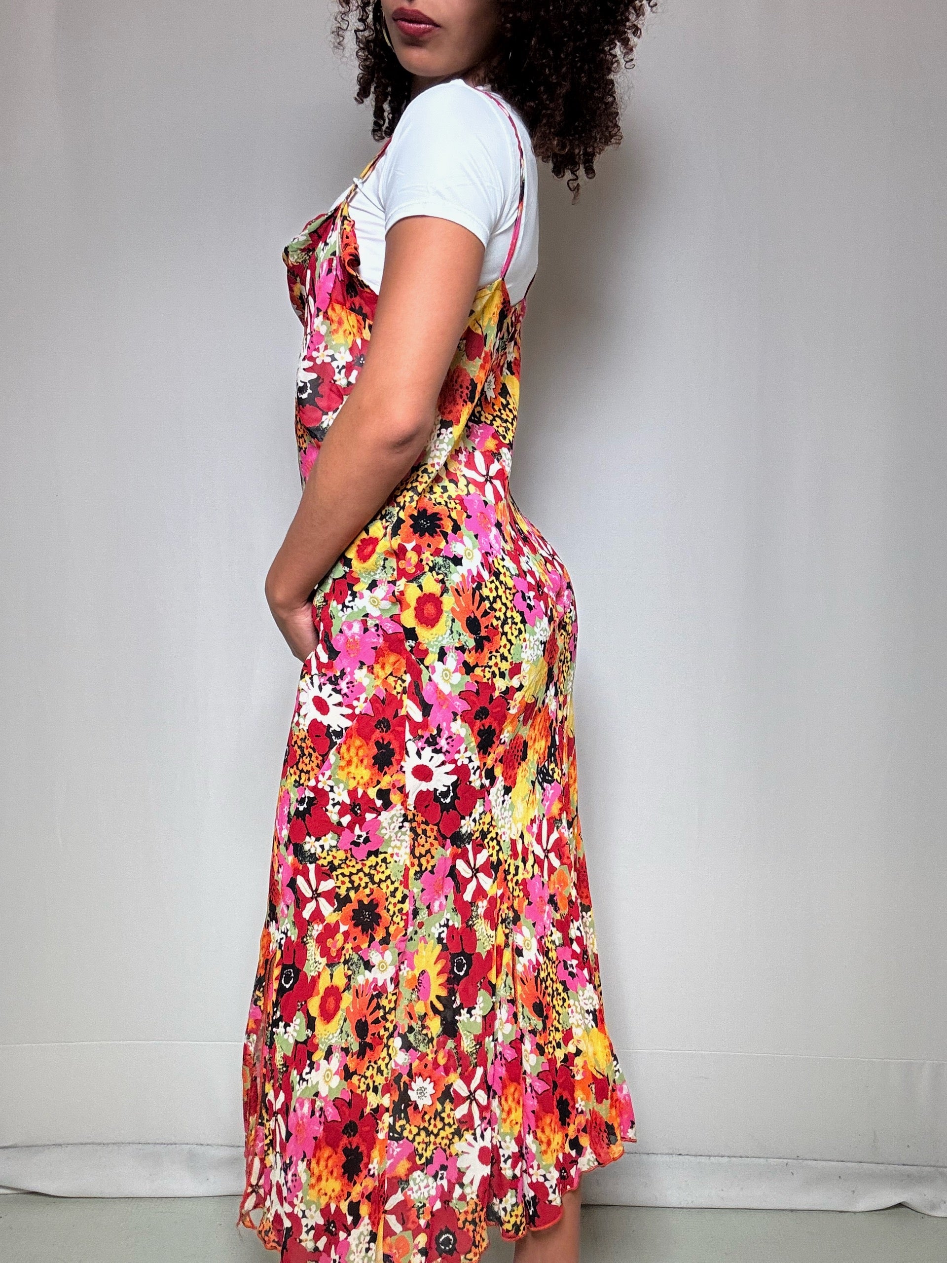 Robe à fleurs longue S vintage