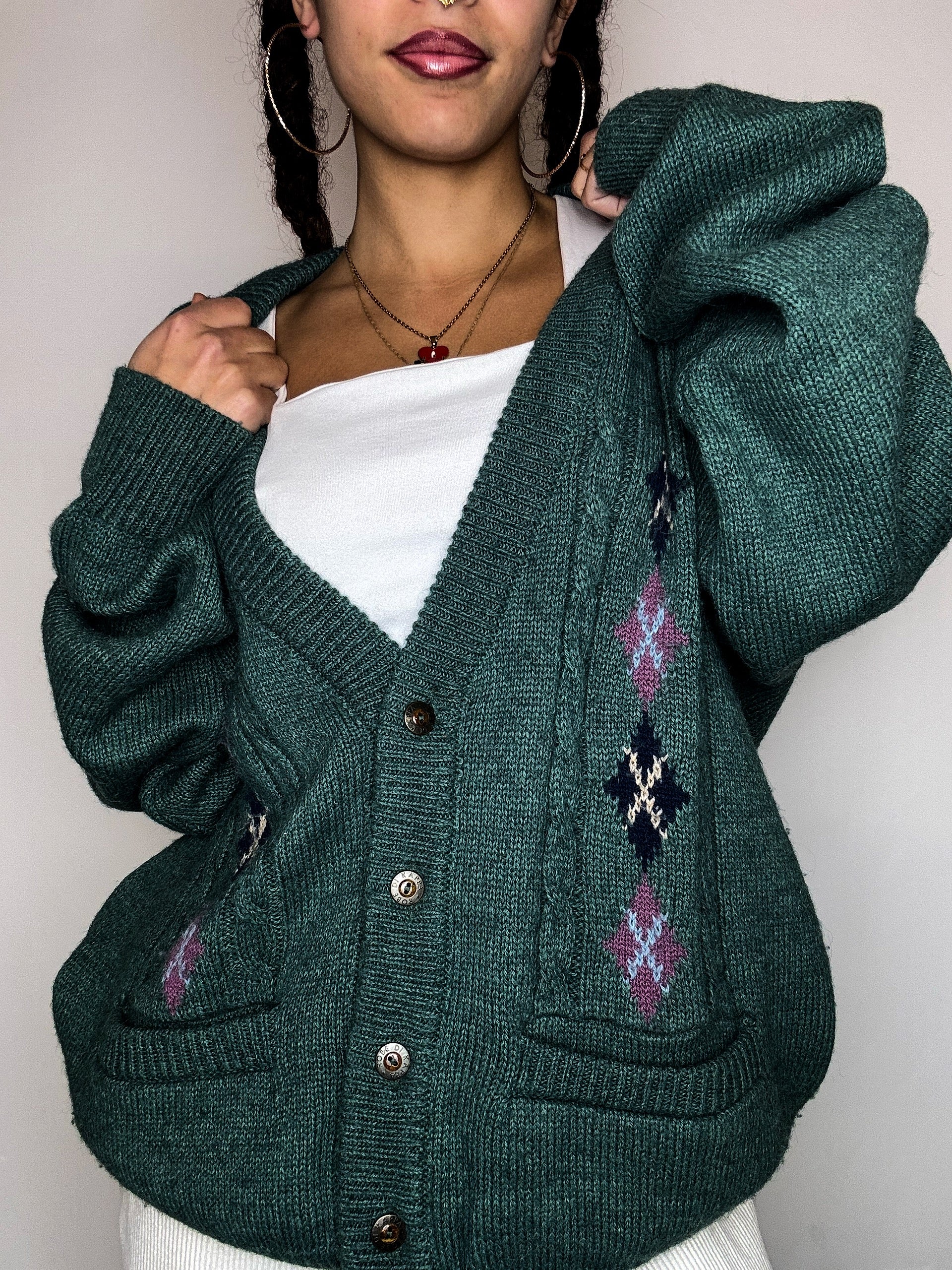 Cardigan en laine vert KAPPA L vintage