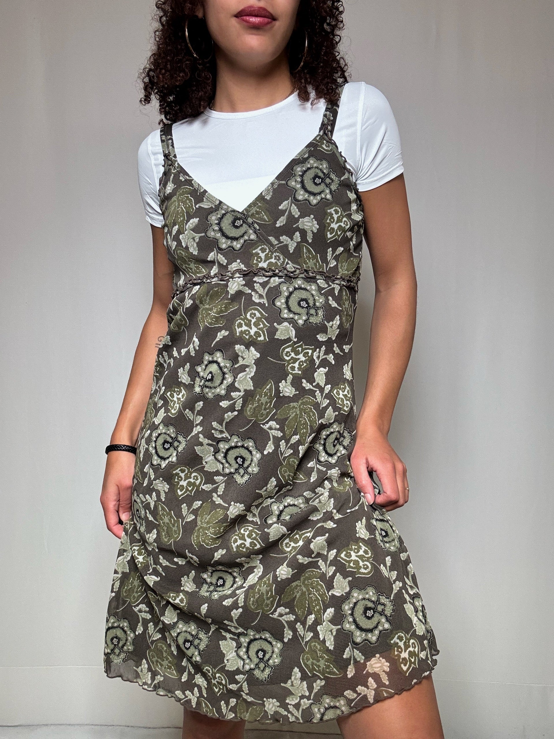 Robe a bretelles kaki L vintage