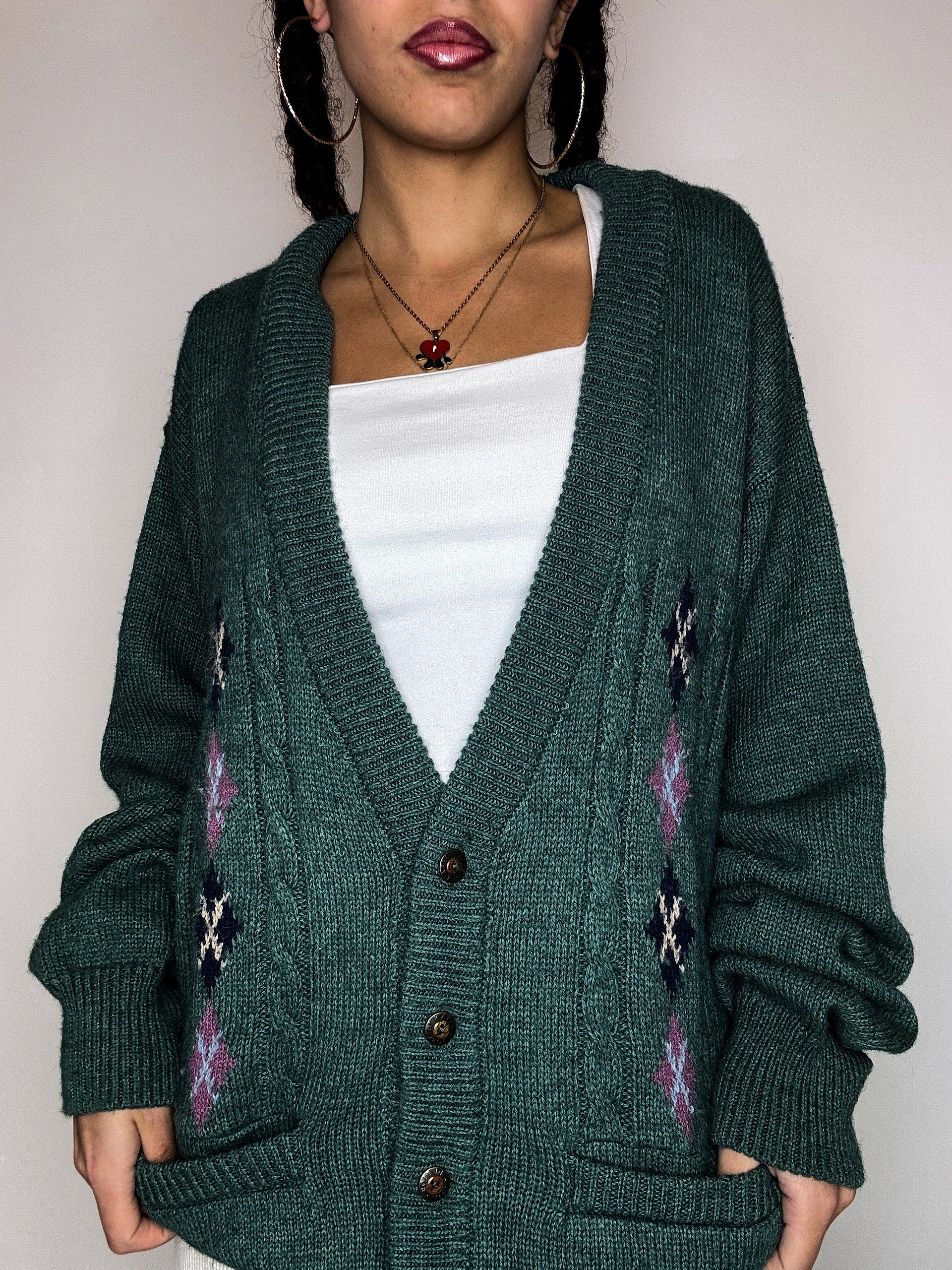 Cardigan en laine vert KAPPA L vintage
