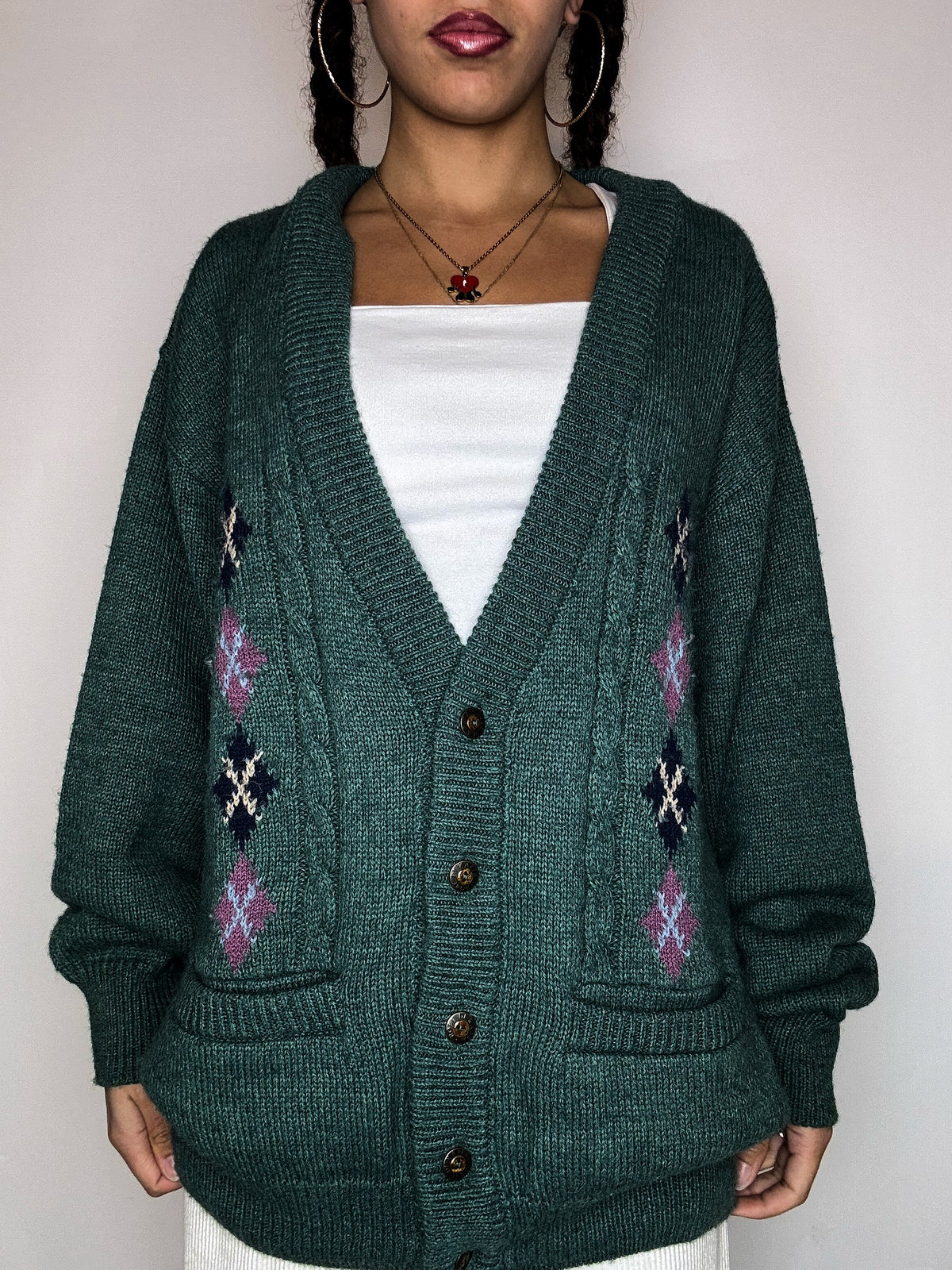 Cardigan en laine vert KAPPA L vintage