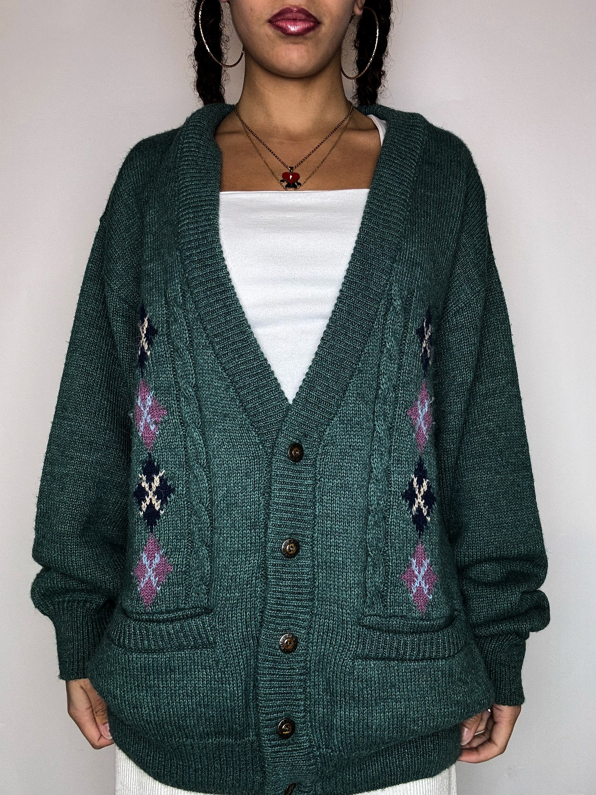 Cardigan en laine vert KAPPA L vintage