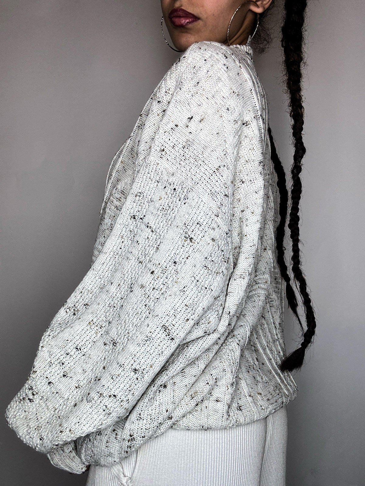 pull en maille beige chiné L vintage