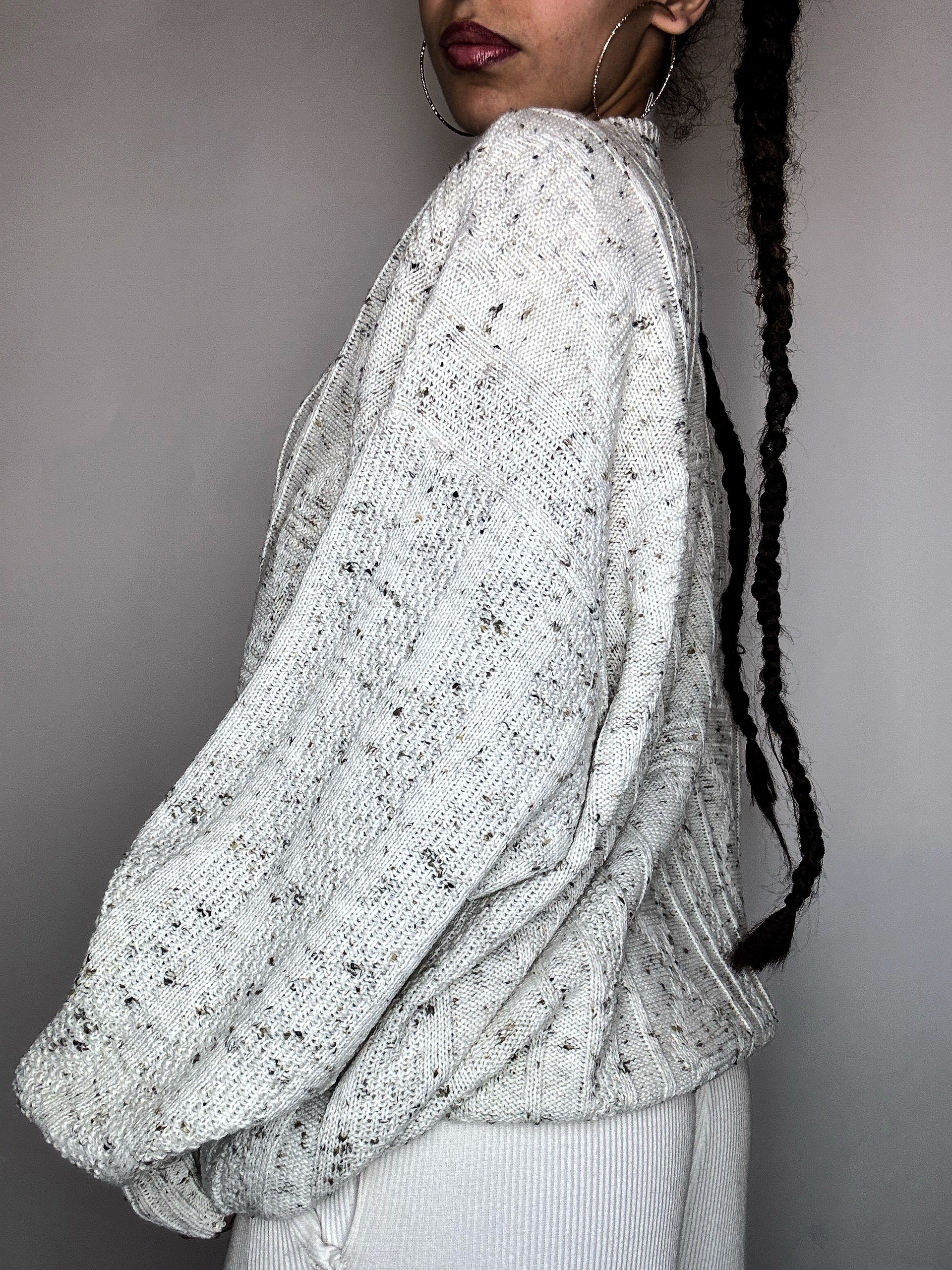 pull en maille beige chiné L vintage