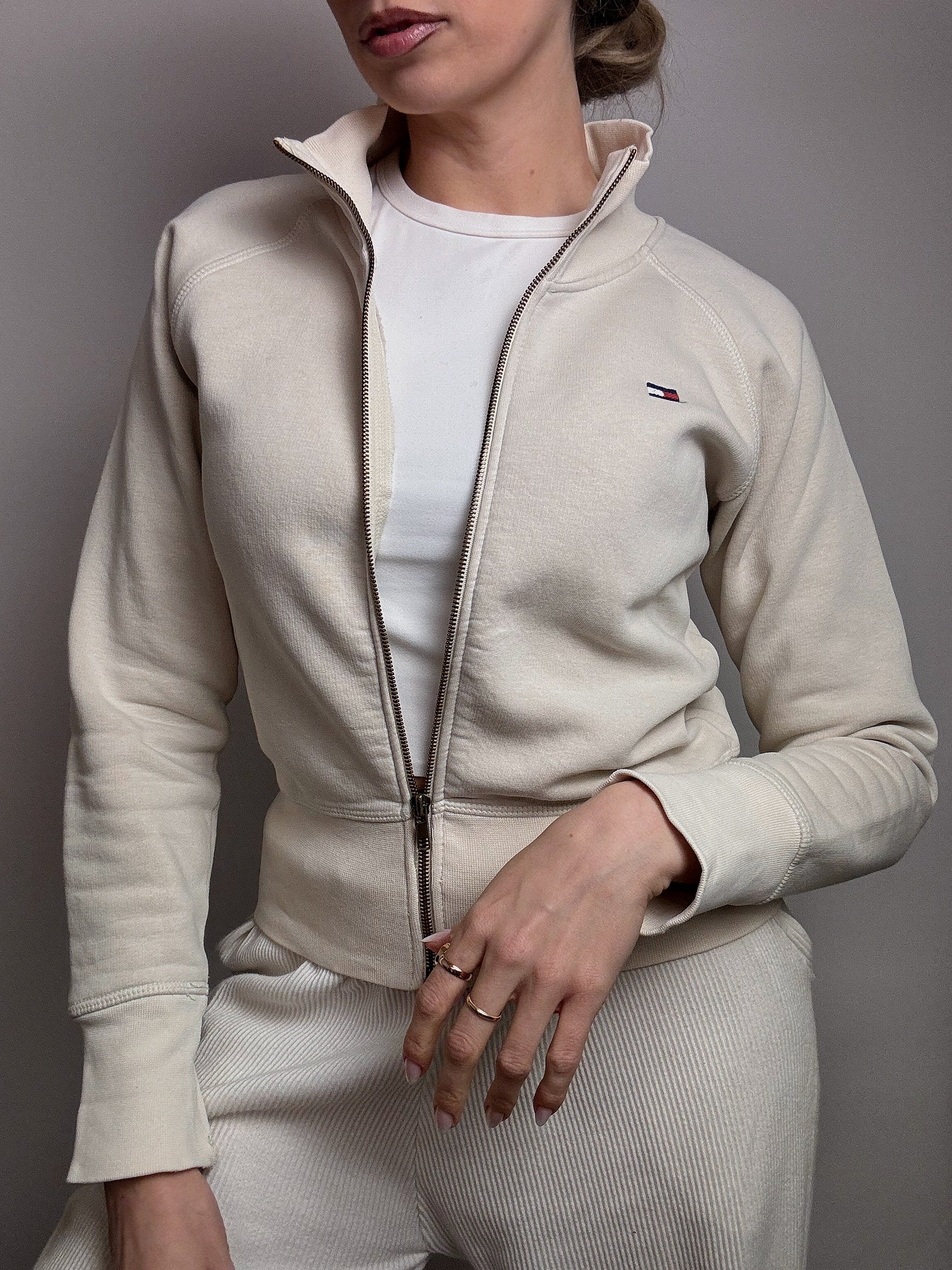 TOMMY HILFIGER L vintage cream fitted jacket