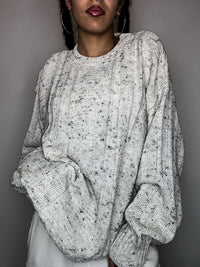 pull en maille beige chiné L vintage