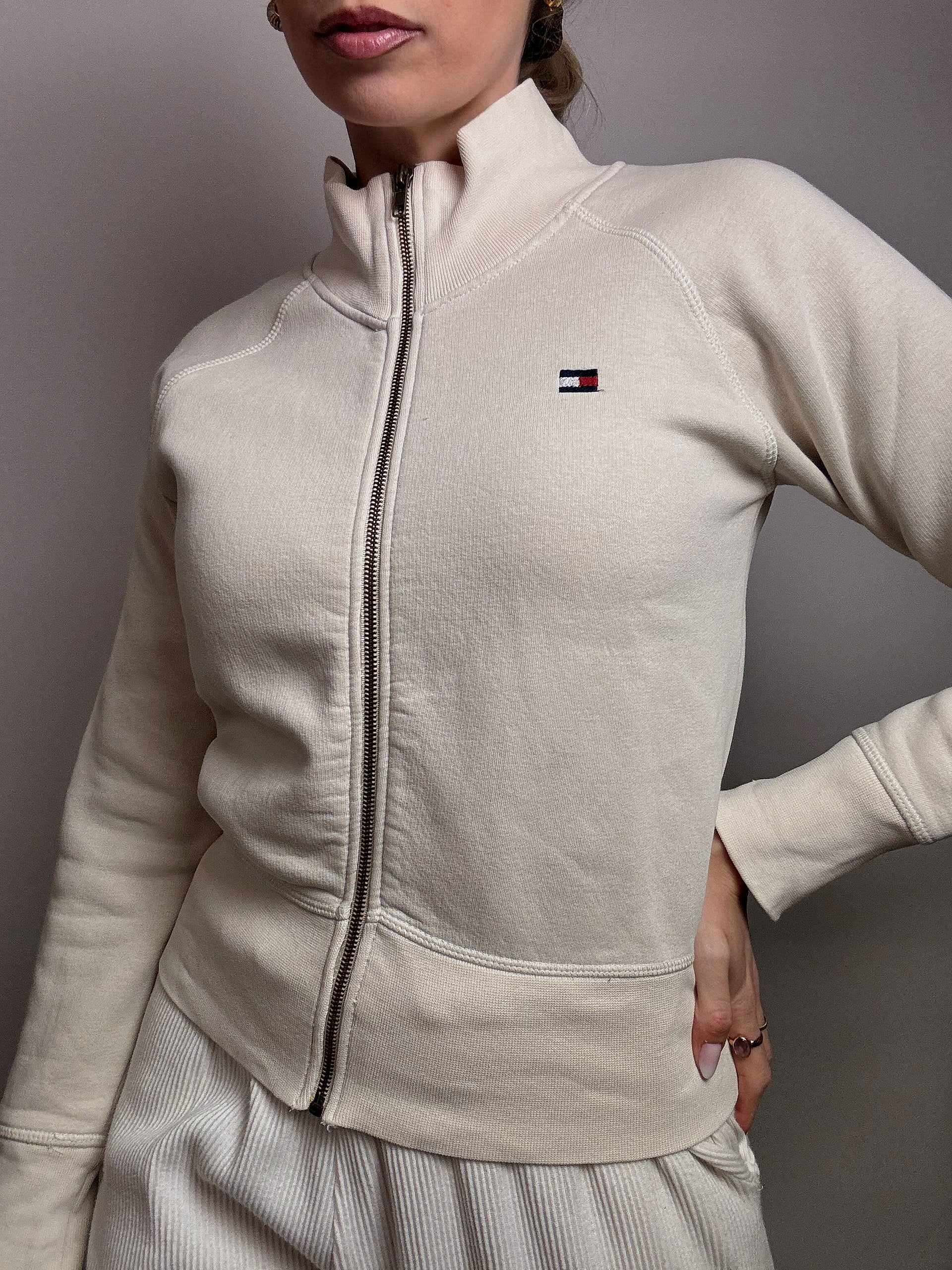 TOMMY HILFIGER L vintage cream fitted jacket