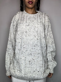 pull en maille beige chiné L vintage