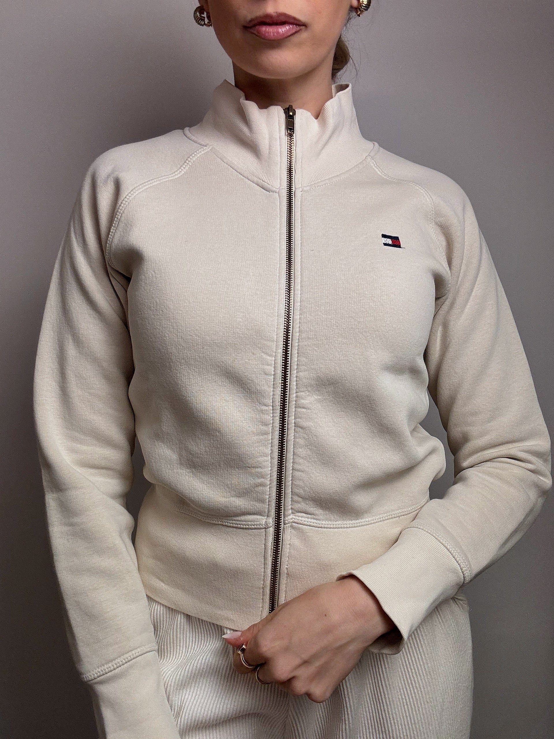 TOMMY HILFIGER L vintage cream fitted jacket