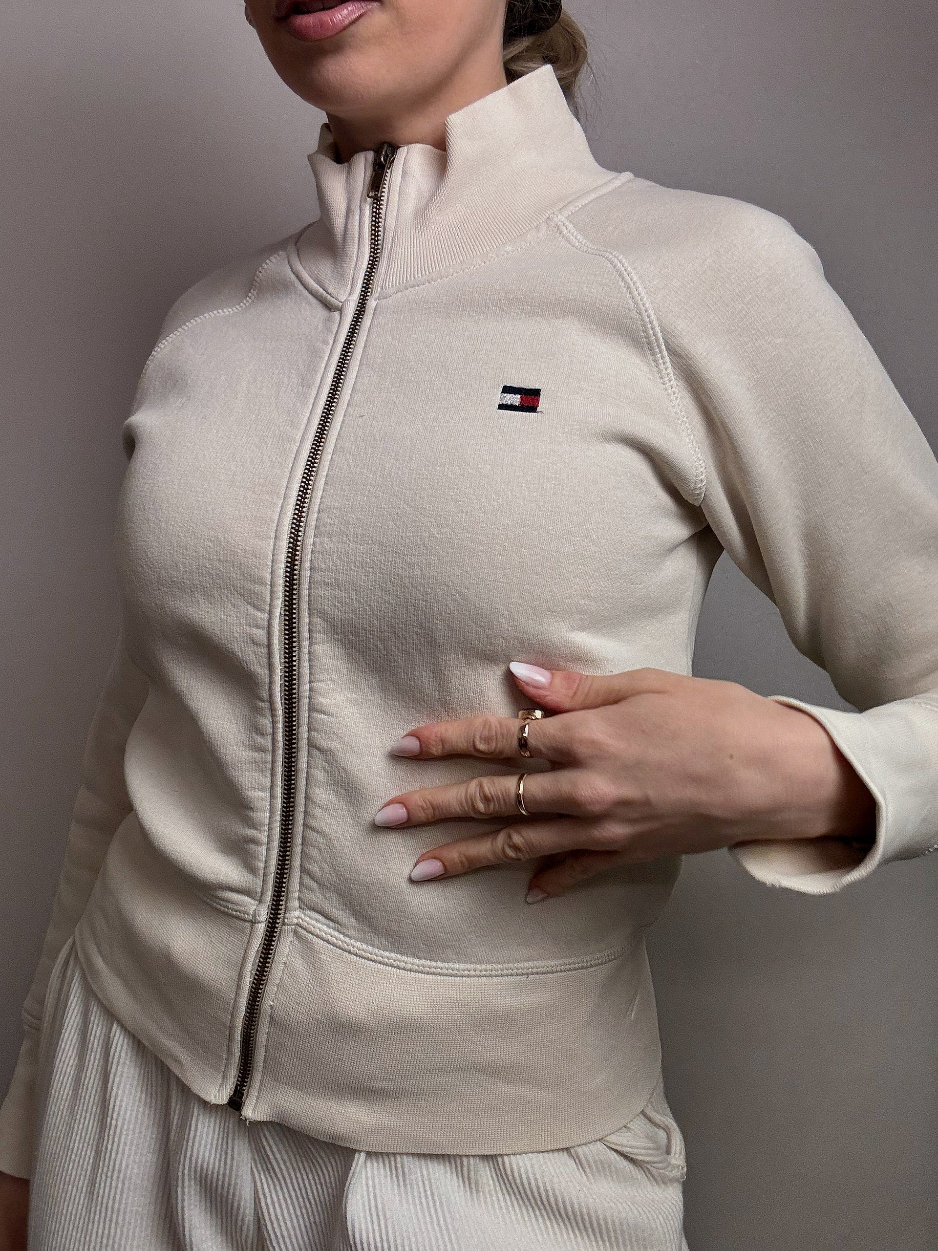 TOMMY HILFIGER L vintage cream fitted jacket