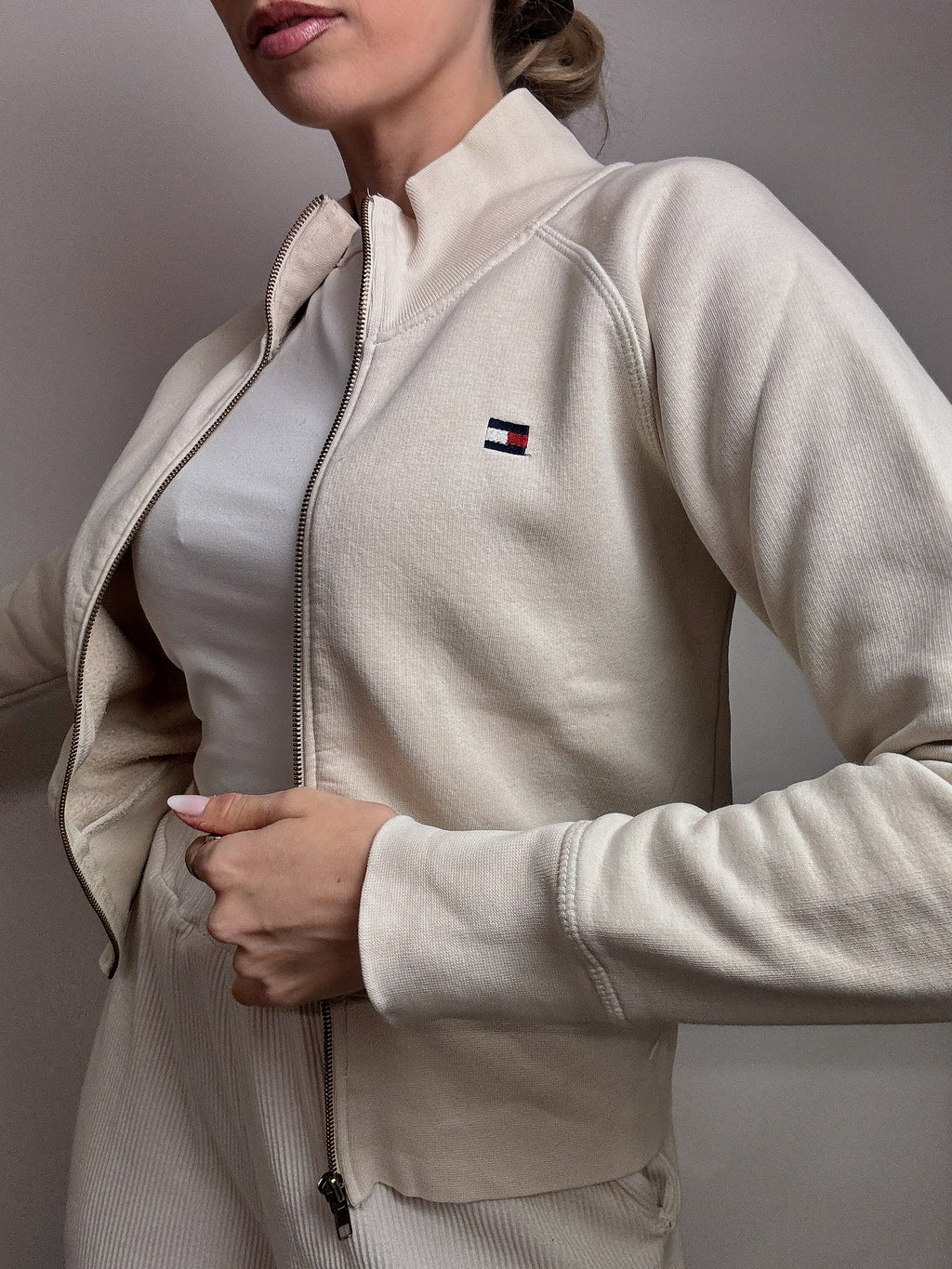 TOMMY HILFIGER L vintage cream fitted jacket