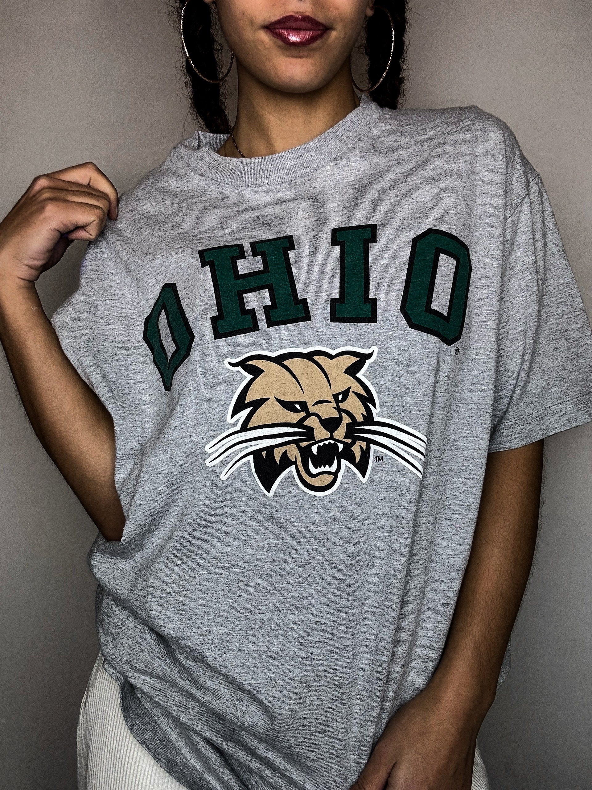 Vintage OHIO graues T-Shirt, Größe L