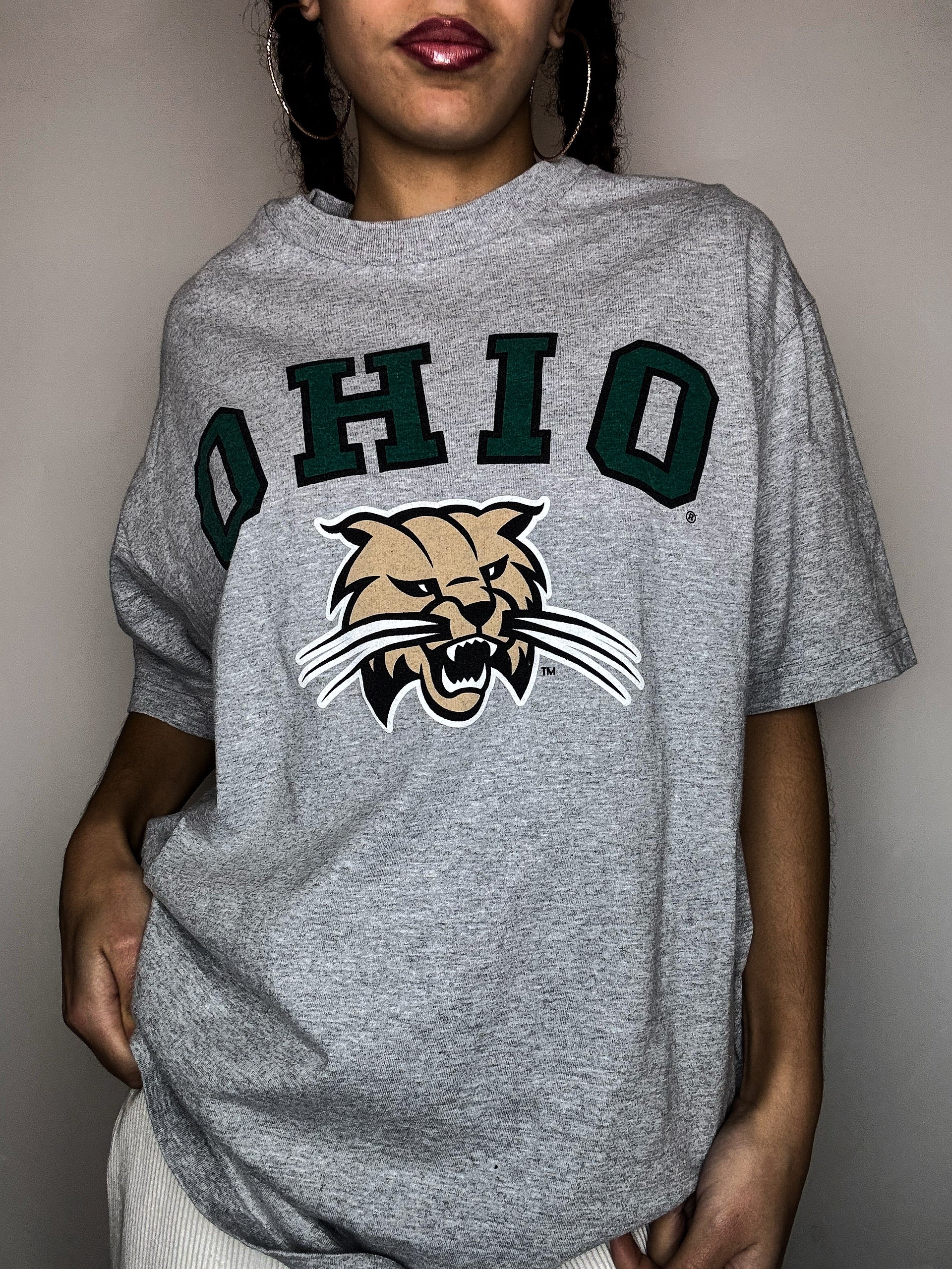 Vintage OHIO graues T-Shirt, Größe L