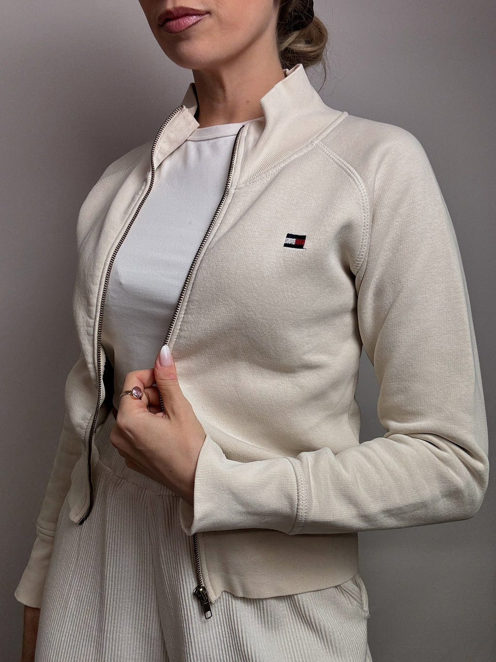 TOMMY HILFIGER L vintage cream fitted jacket