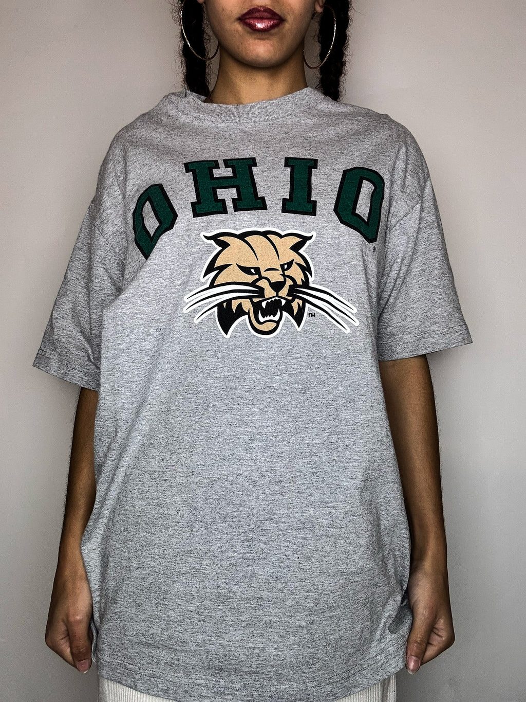 Vintage OHIO graues T-Shirt, Größe L